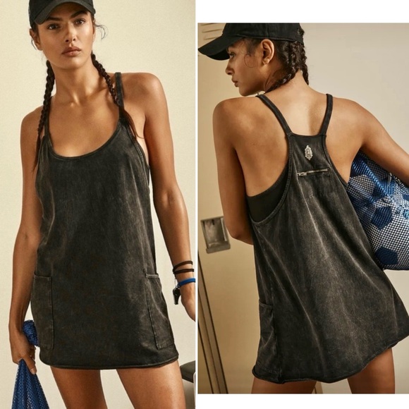 Free People Dresses & Skirts - NEW Free People Movement Hot Shot Mini Dress in Black with Logo!